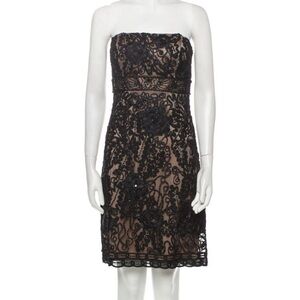 Sue Wong Black and Cream Strapless Dress